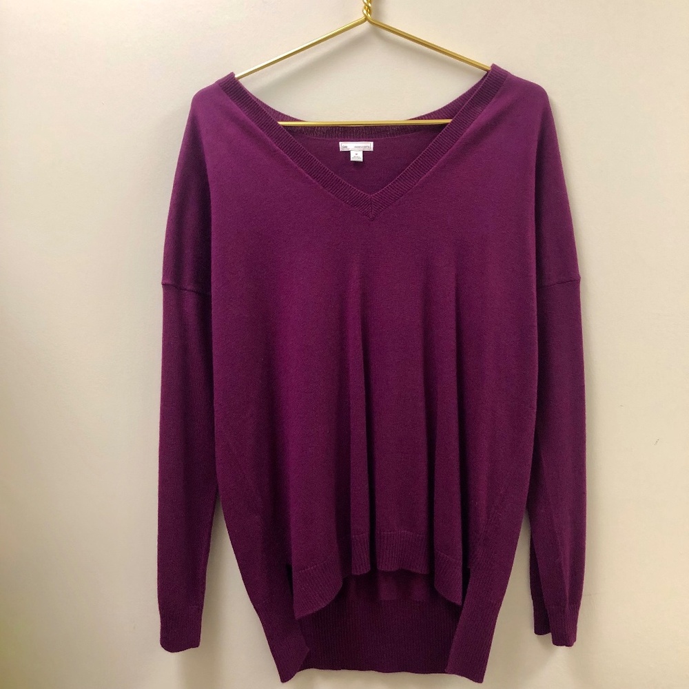 GAP Oversized V-Neck Sweater Plum Colored MED